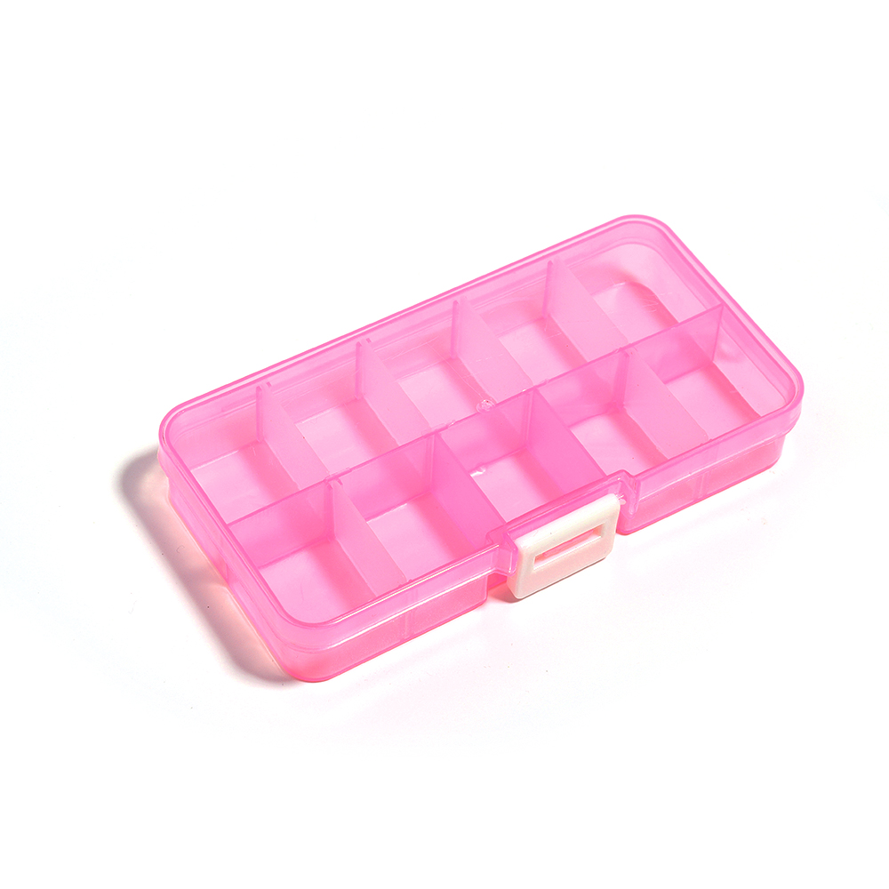 10/15 Grids Plastic Jewelry Box Storage Case Craft Jewelry Beads Earrings Compartment Adjustable Display Organizer Container: Silver