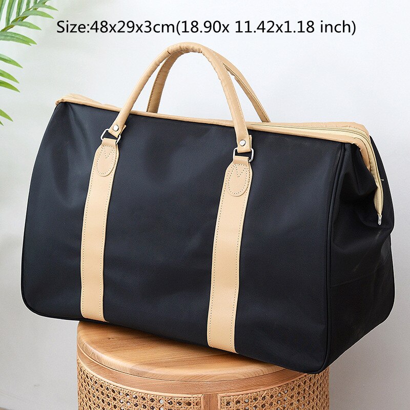 Bolsa de lona de viaje plegable, paquete de almacenamiento de ropa impermeable de alta capacidad, se puede mover, organizar, accesorios de bolso: Black A