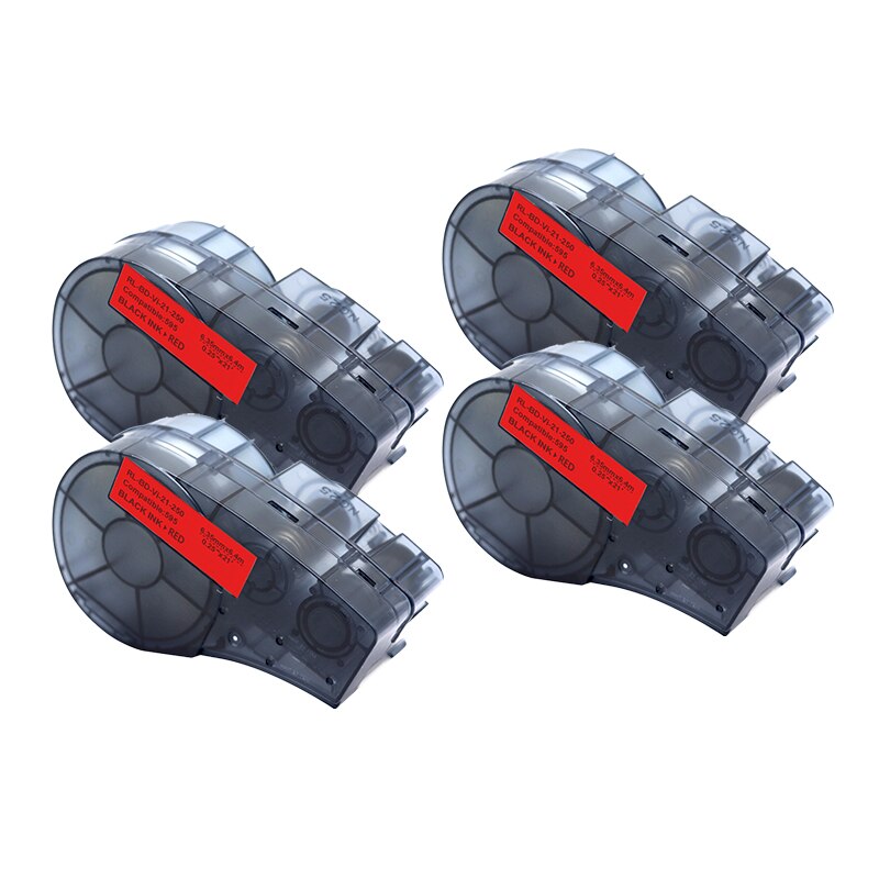 for M21-250-595 6.35mm Width Label Tape Black On White Compatible for BMP21 Plus ID Pal and LABPAL Label Printers: 5PCS red