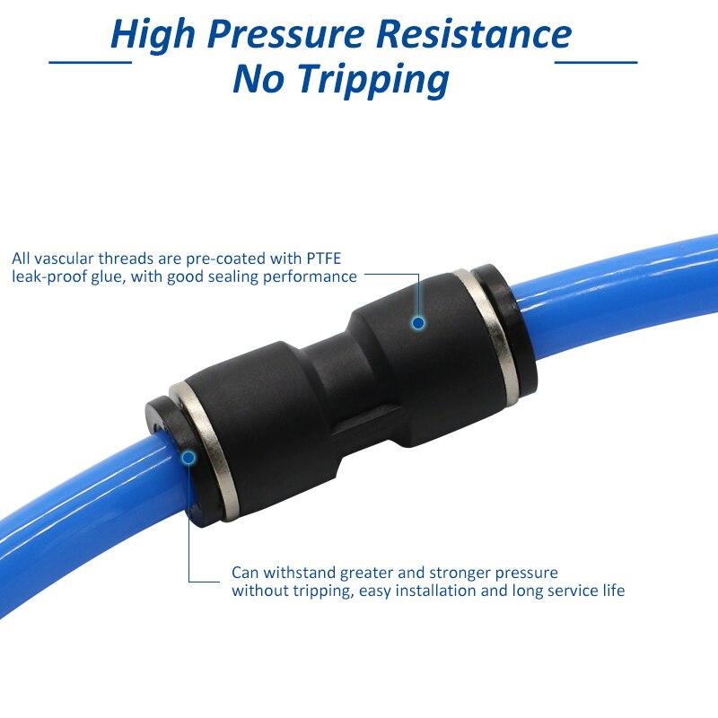 50pcs100pcs PU4 PU6 PU8 PU10 PU12 PU14 PU16 Pneumatische Air Fittings Beter dan Blauw Pu Rechte Connector