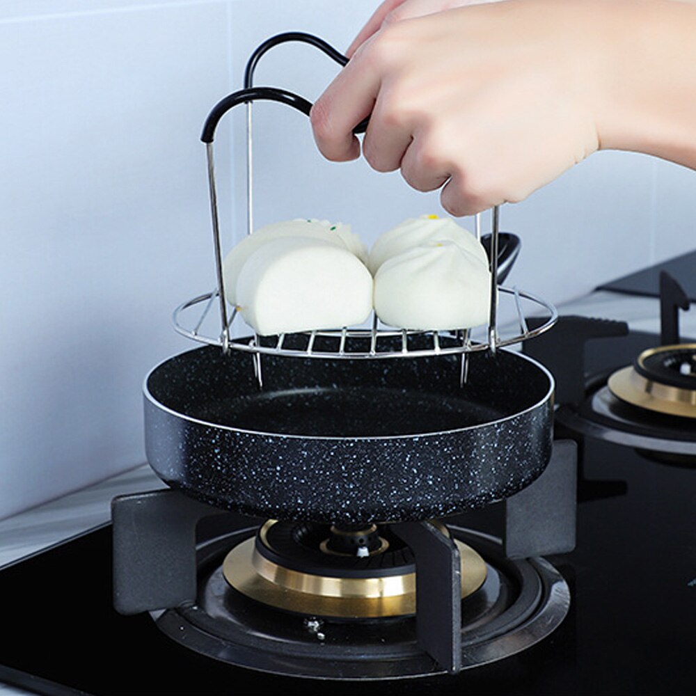 Siliconen Handvat Koken Keuken Roestvrij Staal Kookgerei Opslag Eieren Stoomboot Rack Accessoires Thuis Tool Mand Stand