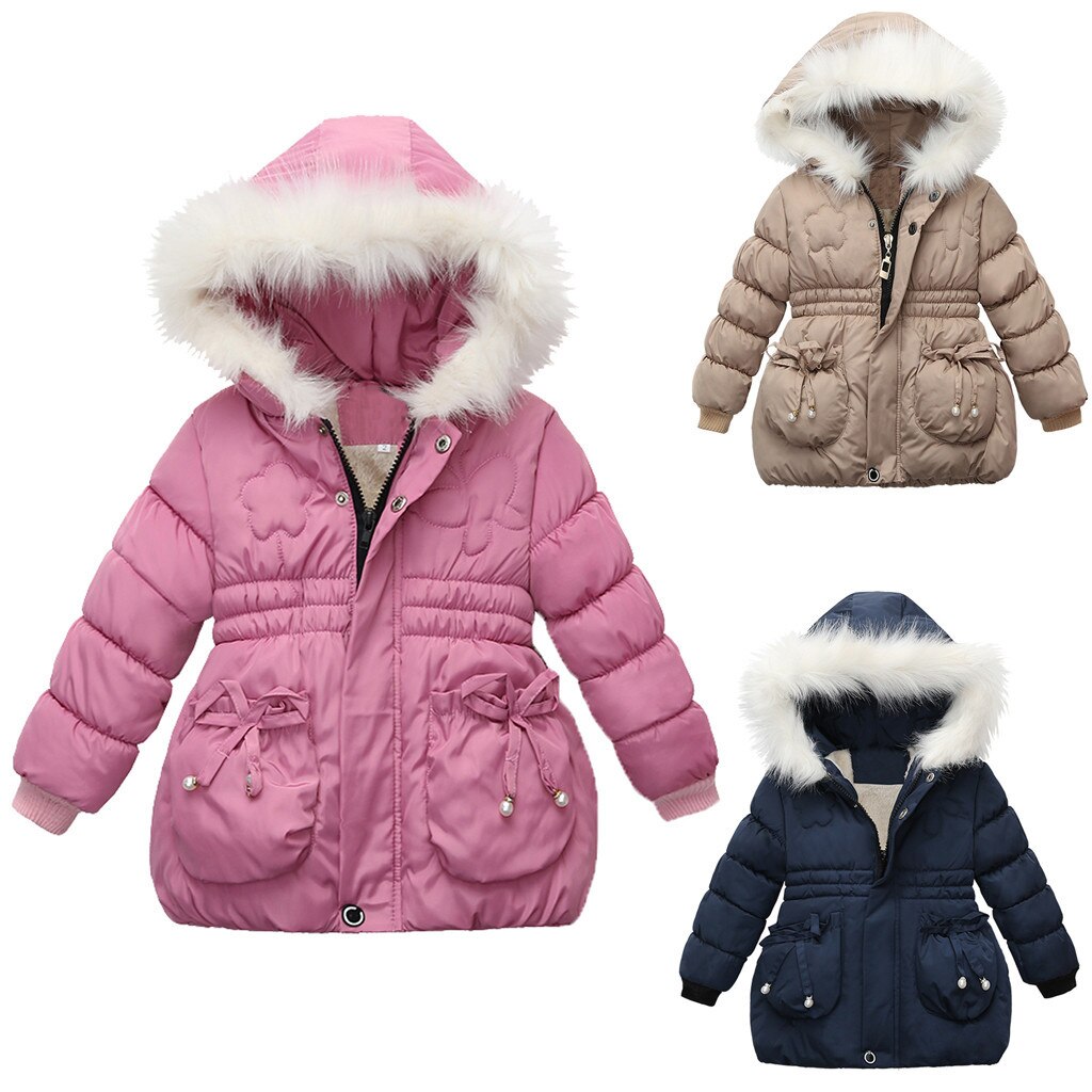 Baby pige jakke børn børn piger vinterjakker jakker lynlås tyk holde varm sne hættetrøje outwear langærmet varm vinter frakke