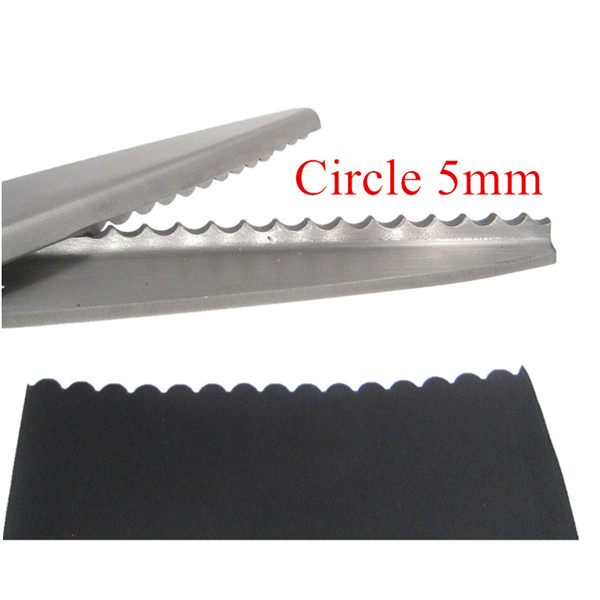 Sewing Cut 23.5cm Zig Zag Dressmaking Tailor Leather Handicraft Fabric Shear Pinking Scissor Textile DENIM DIY Upholstery Tool: Circle5mm