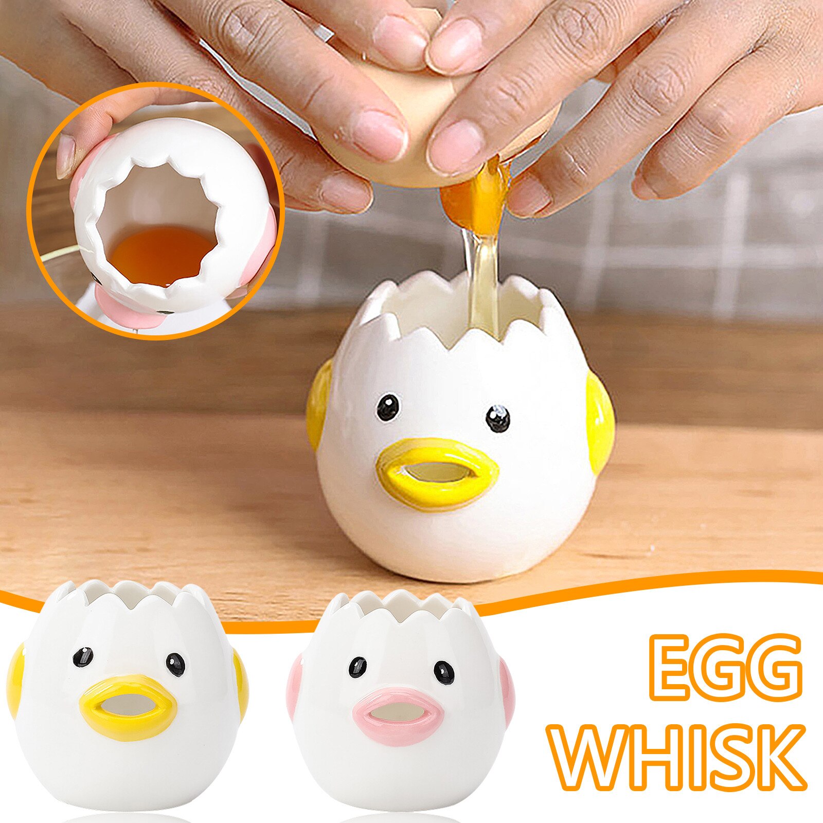Cartoon Chicken Egg Yolk White Separator Ceramics Ceramic Cartoon Chick Egg Separator Dining Cooking Kitchen Gadget #38