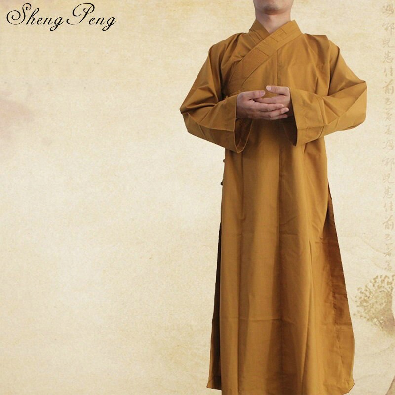 Boeddhistische monnik gewaden chinese shaolin monniksrobes mannen traditionele boeddhistische monnik uniform shaolin CC258 – Grandado