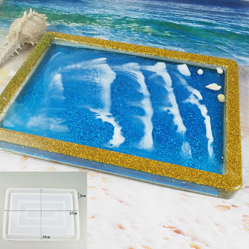 Diy przezroczysta żywica epoksydowa forma taca na owoce zestaw prostokątna duża taca podstawka taca robić przechowywania żywicy silikonowej