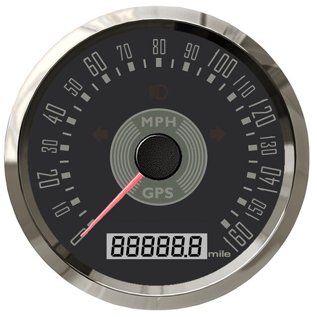 Waterproof 85mm GPS Speedometer 125/160/200(km/h/MPH) for Car Snowmobile Motorcycle ATV UTV Total Mileage Adjustable 12V 24V: 160M-Classic-BS