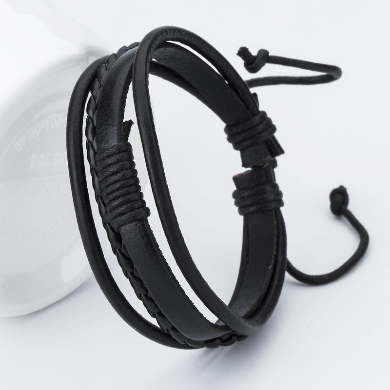 Armbänder Neue Charme Leder Armbinde männer Armbänder Beliebte Jungen DIY Verband Strang Handgemachte Webart Armbänder!: Schwarz1105