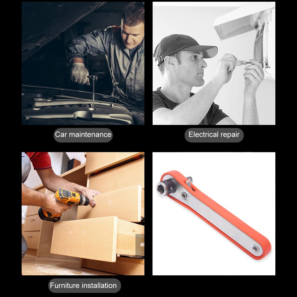 Mini Rapid Ratchet Wrench 1/4 Screwdriver Hexagon Two Way Socket Spanner