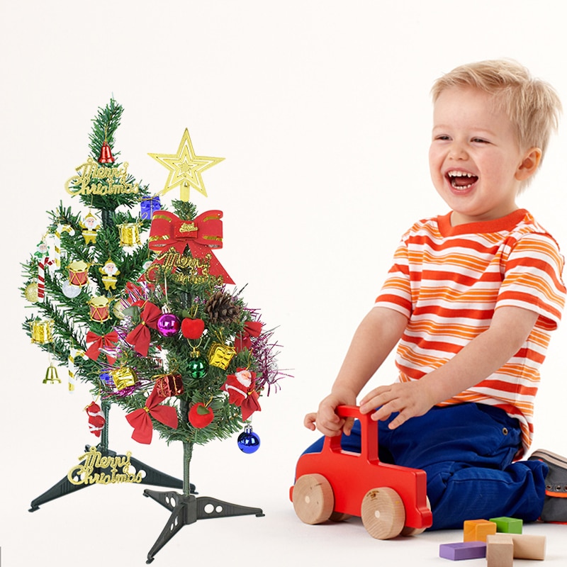 30/45cm PVC Christmas Tree DIY Hand Assemble With 23Pcs Christmas Tree Ornaments For Home Year Party Kids Navidad