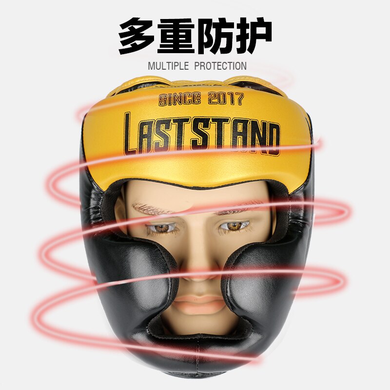 Gyldne m / l låve ungdom / voksne kvinner menn boksehjelmer mma muay thai sanda karate taekwondo hode utstyr hode beskytter deo hodeplagg