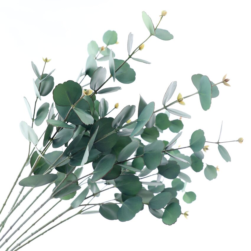 Luxe Real Touch Eucalyptus Boom Tak Kunstbloemen + Bladeren Faux Gebladerte Home Bruiloft Decoratie Nep Planten Greens