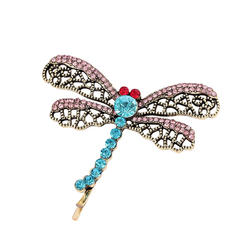 1/2pcs Dragonfly Hairpin Barrettes Retro Exquisite Silver Cartoon Insect Hair Clip Bobby Pin Grip Headwear Accessories: Lavender