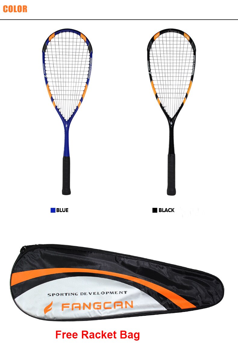 Full Carbon Squash Racket Fangcan Ultralight Squash Racquet Carbon Fibre Rracket Squash Raquete Speed Sports Traning Racket +Bag