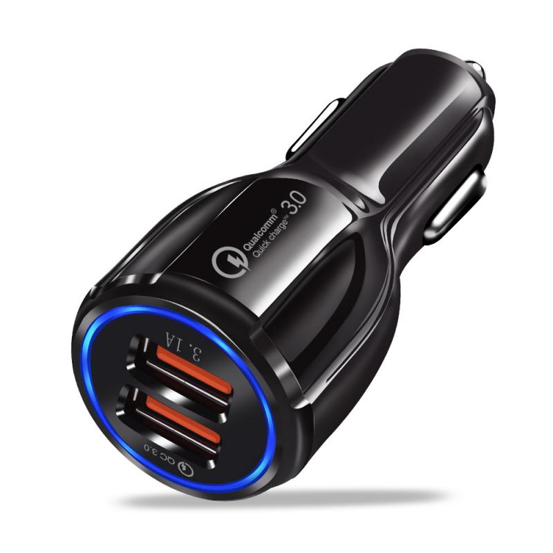 Quick Charge 3.0 2.0 Car USB Charger for Mobile Phone 2 Port USB Fast Charging Adapter Mini Usb Car Charger for iPhone Samsung: black