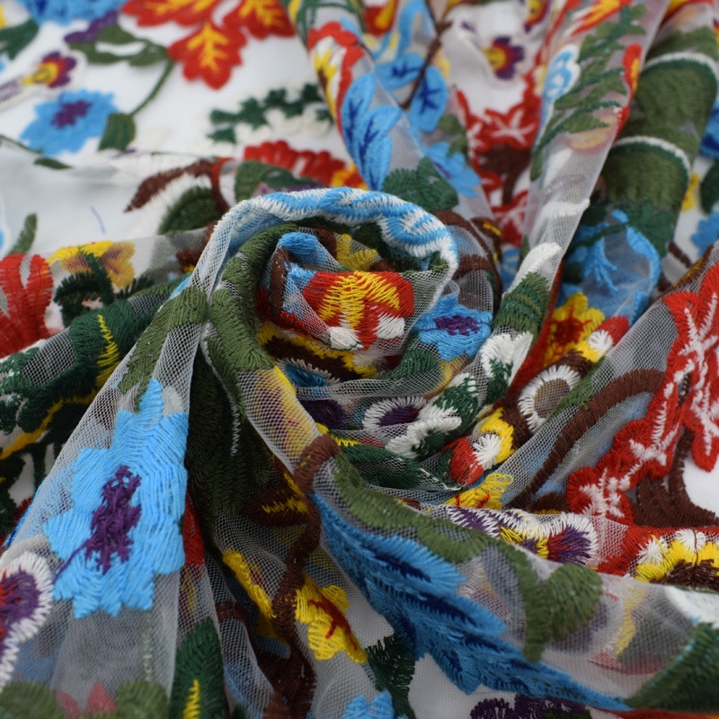 Modern Flower Pattern Beautiful Cotton Lace Fabric Mesh Patchwork Fabric Cloth Sewing Tissu au Metre DIY Tecidos