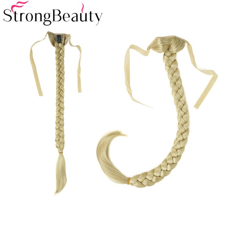 Strongbeauty lang fiskehale fletning hestehale forlængelse syntetisk bindebånd hårstykke 16 farver: 26