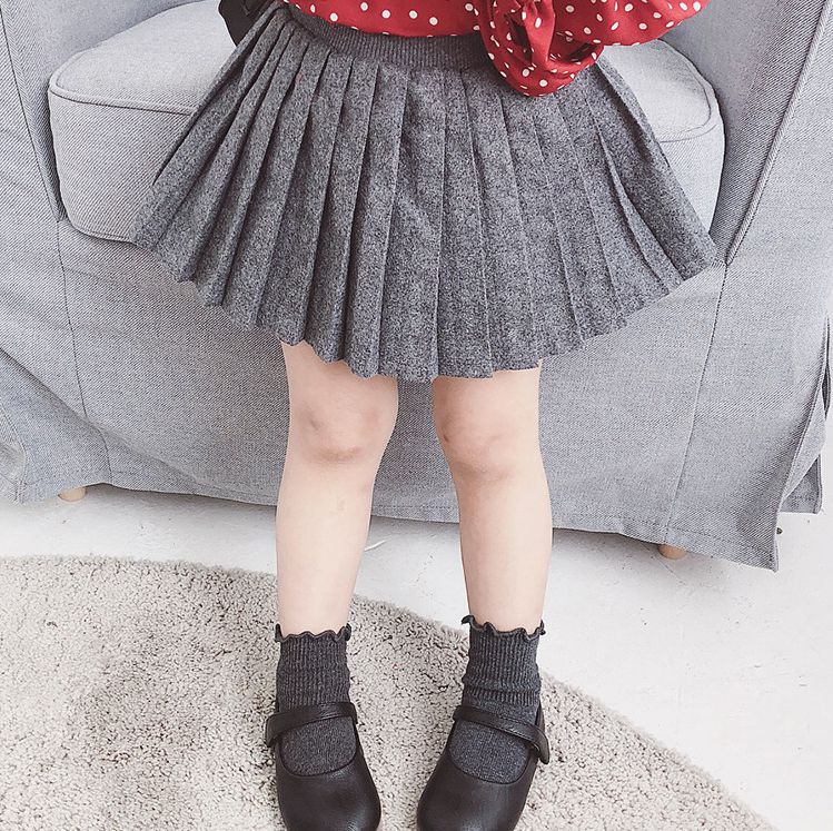Preppy Korean Girl Skirt Spring Autumn Student Girl Pleated Skirts Princess Knit Skirt Baby Girls Clothing 2 4 5 6 7 8 Year