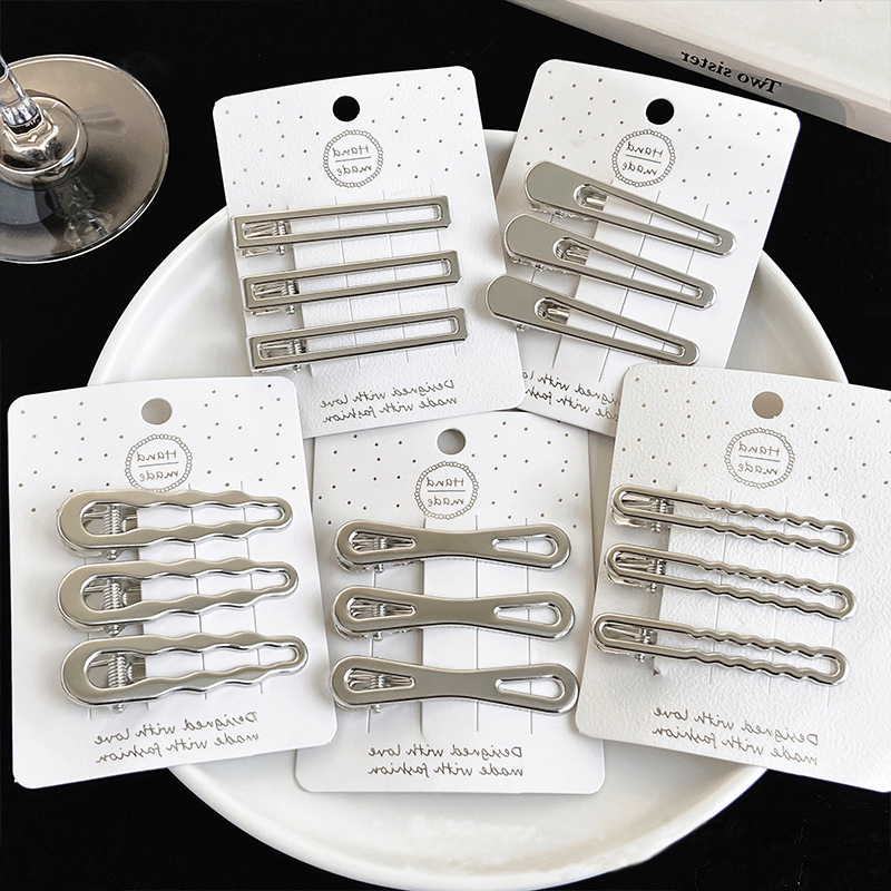 Juego de pinzas para el pelo huecas de Metal Y2K para mujer, Clip de pico de pato de temperamento Simple, accesorios para el cabello para viajes diarios, y dulce