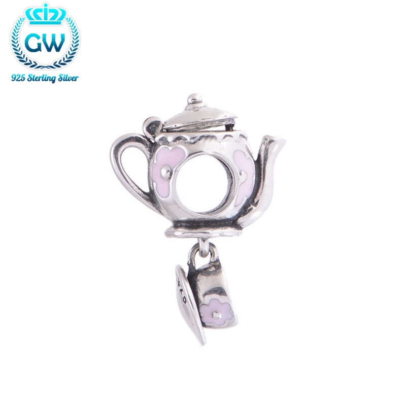925 Sterling Silber Emaille Wasserkocher Charme passen Diy Europäischen Stil Armbänder Schlange Reize GW Schmuck S072