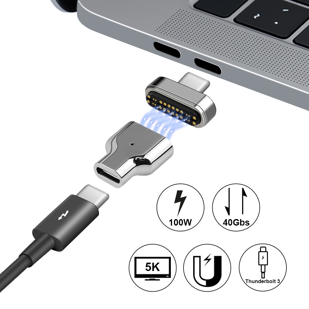 Magnetisk usb c adapter 9 ben 20 ben 24 ben type c stik usb  pd 100w hurtig opladning 10 gbp/s data for mere type c enhed: 24 ben type 1