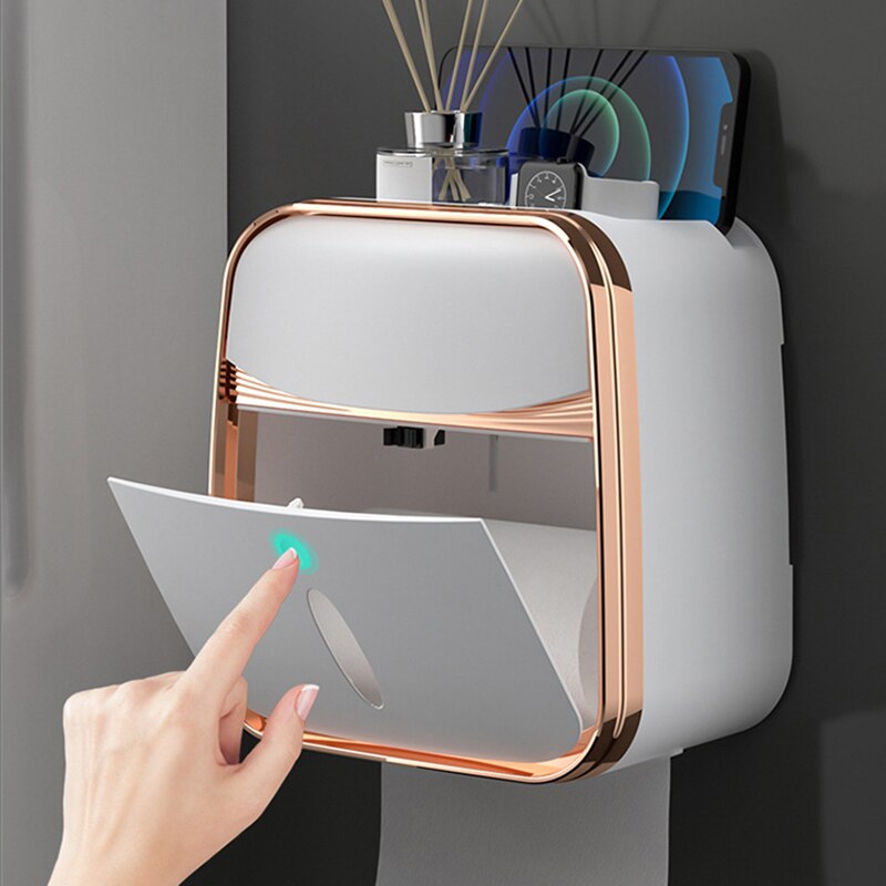 Toilet dispenser paper towels box waterproof toilet paper holder with storage toilet paper storage organizer bathroom organizer