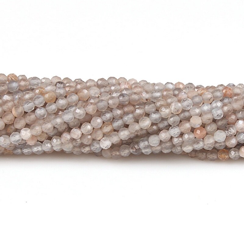 2mm 3mm Natural Round Faceted Moonstone Multi Color Gemstone Loose Beads DIY Accessories for Jewelry Necklace Bracelet Making