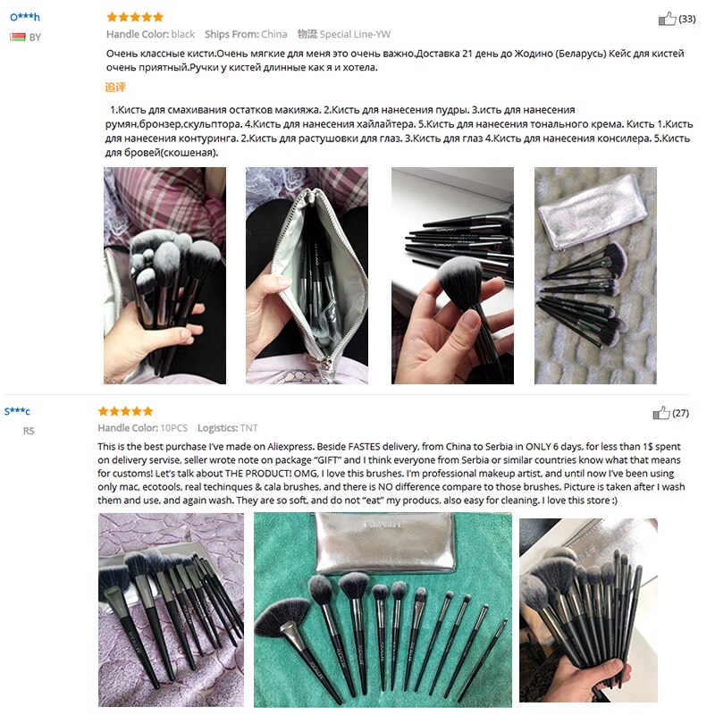 FOCALLURE 10PCS Makeup Brushes Set Foundation Eyeshadow Powder Lip Kits Makeup Brush Cosmetics Kits