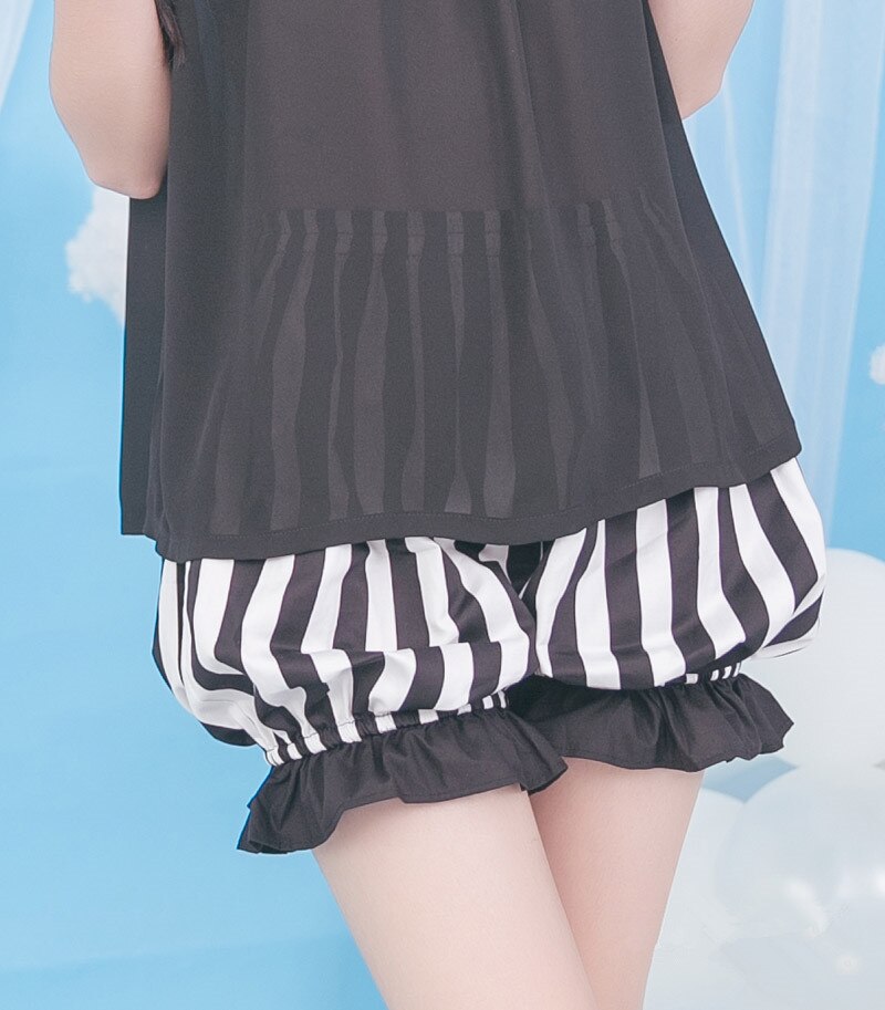 Girls Sweet Cute Black/White Cotton Safety Short Pants Lolita Bloomers Summer Pumpkin Shorts