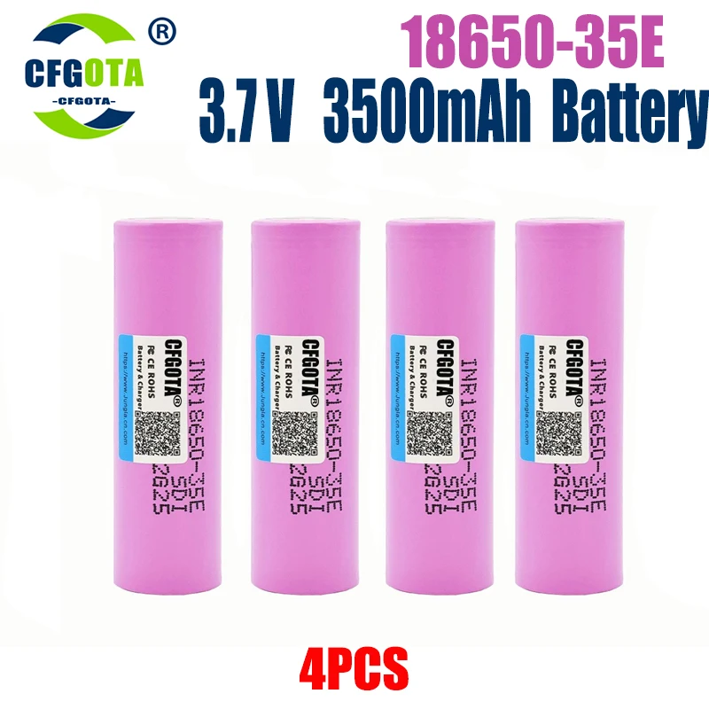 Batería 18650 35E 3,7 V 3500mAh descarga 18650 batería de iones de litio 3,7 v INR18650-35E batería recargable para linterna: Amarillo claro