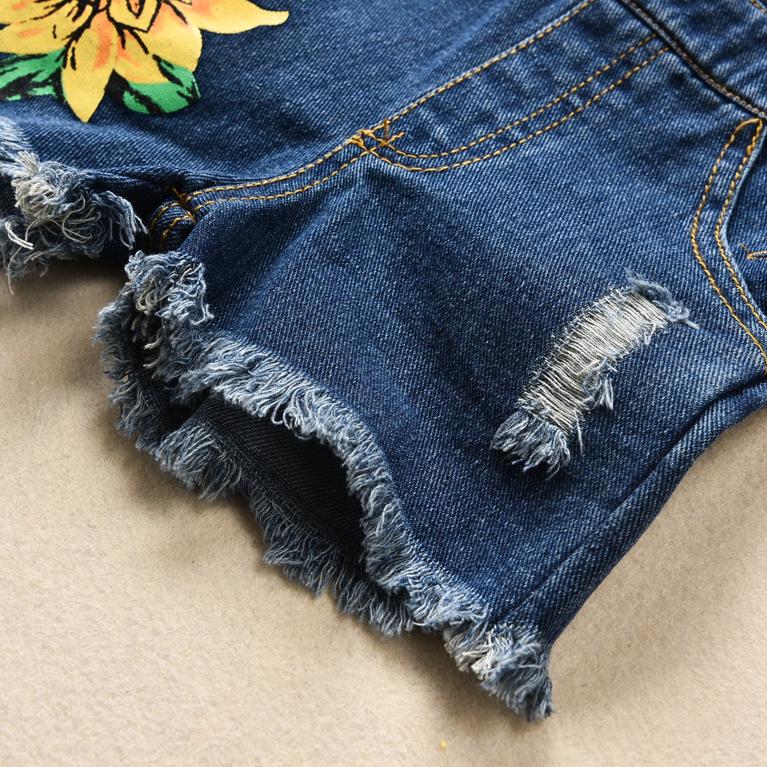 6m-3 år barn bebis flicka solros denim playsuit outfits sommar barn overall one-piece kläder