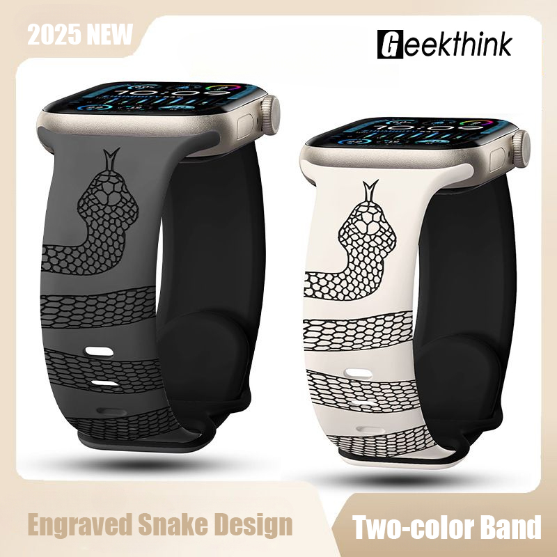 bracelet en Silicone serpent gravé pour Apple Watch 42mm 46mm 49mm 41 45 40 38 bracelet pour montre S10 9 8 7 parfait usage quotidien Sport
