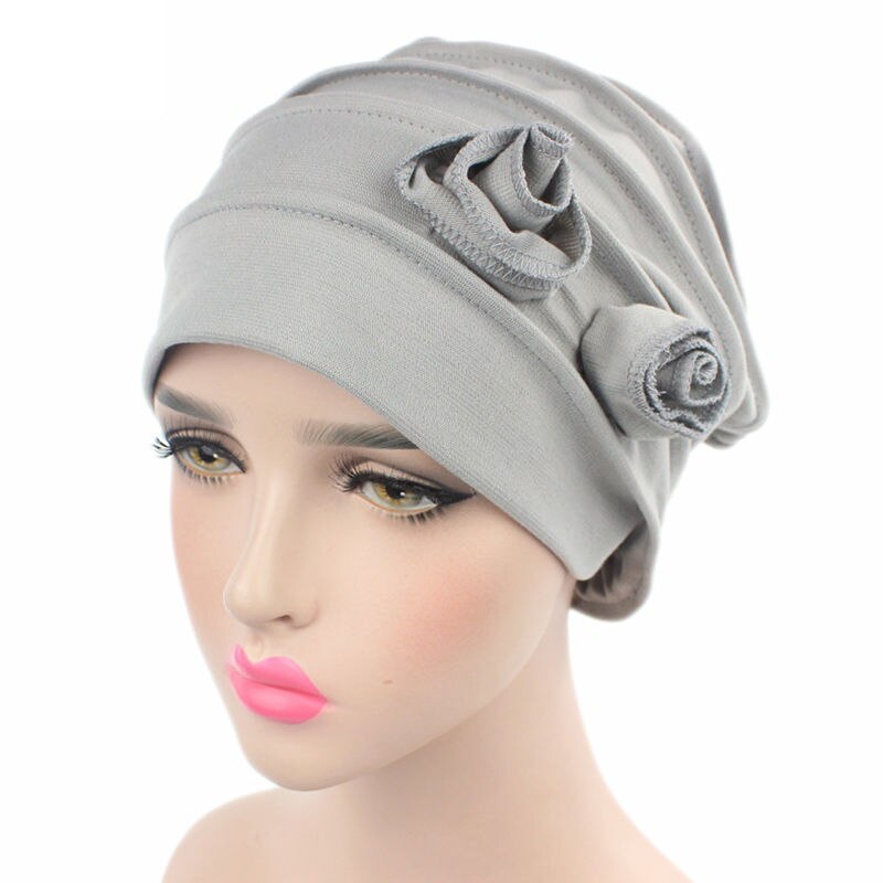 Naiveroo kvinnor blomma muslimsk hatt mössa hatt cancer elastisk kemo bomull huvud wrap enfärgad hatt huvudbonader turban keps