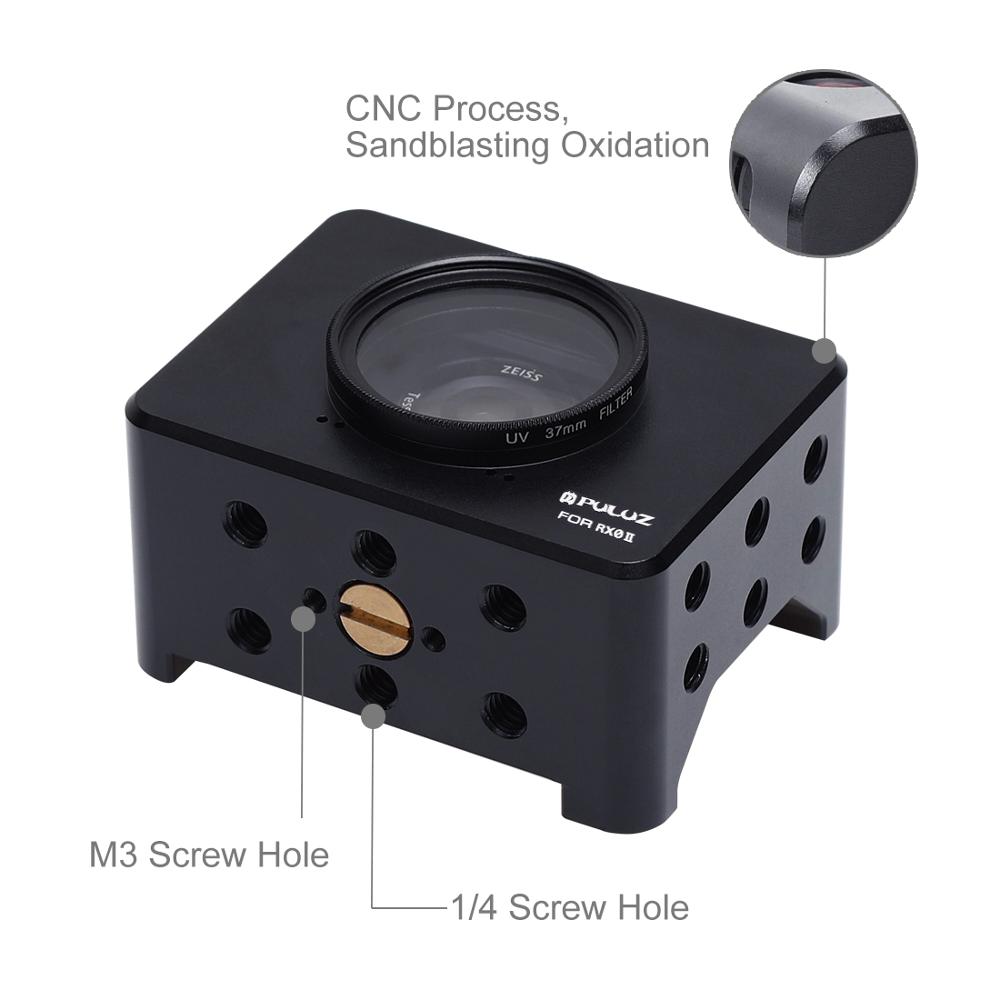 Voor Sony RX0 RX0 Ii Behuizing Shell Cnc Aluminium Beschermende Kooi Met 37Mm Uv Lens Koude-Schoen base Mount Schroef Statief Adapter