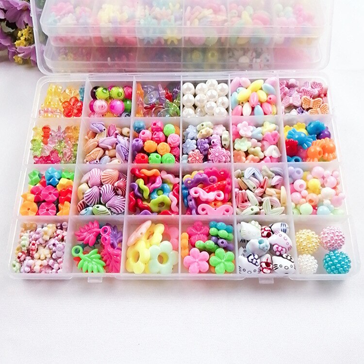 Jouets de perles pour enfants, 24 grilles, puzzle fait à la main, jouets pour filles, Kit Bracelets avec ensemble d&#39;accessoires: 3