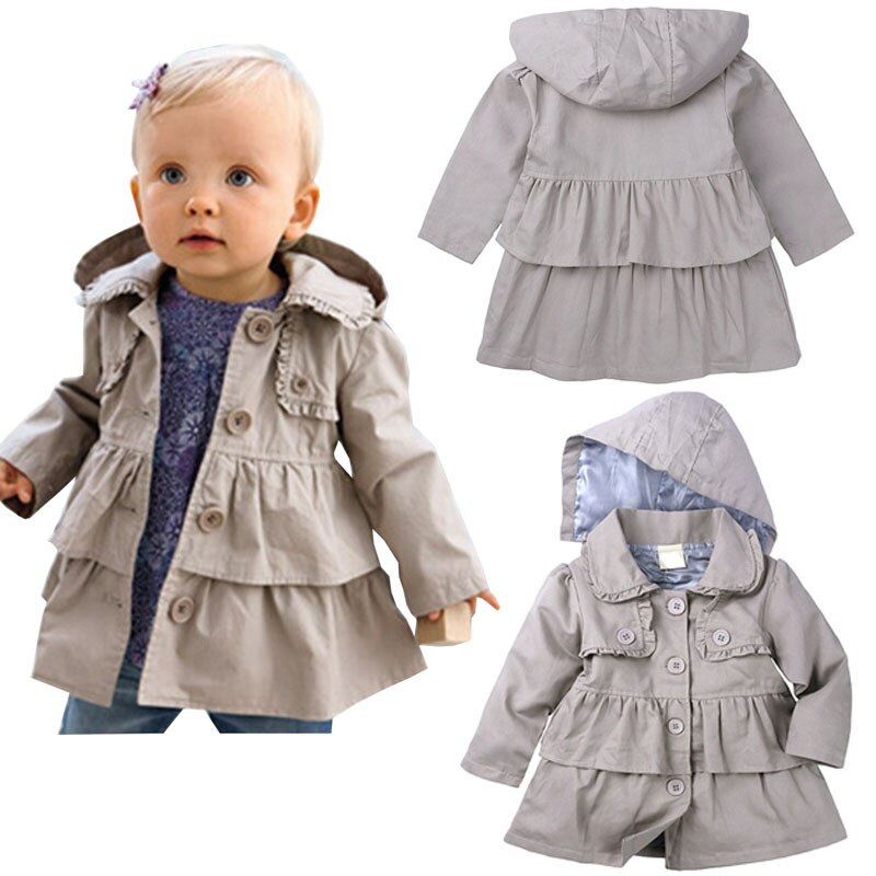 1-5T Nuovo di Autunno della Molla Vestiti Delle Ragazze Giacca A Vento Del Cappotto Del bambino con Cappuccio per Bambini Outwear Capretti Del bambino Della Ragazza Giacca Bambini abbigliamento in Cotone