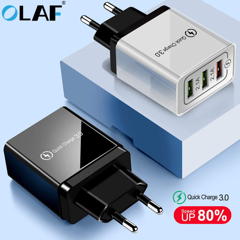 Olaf-cargador USB de carga rápida 3,0 para móvil, dispositivo de carga de pared para iPhone X, 8, 7, iPad, Samsung S9, S20, mi Xiaomi 10, 9