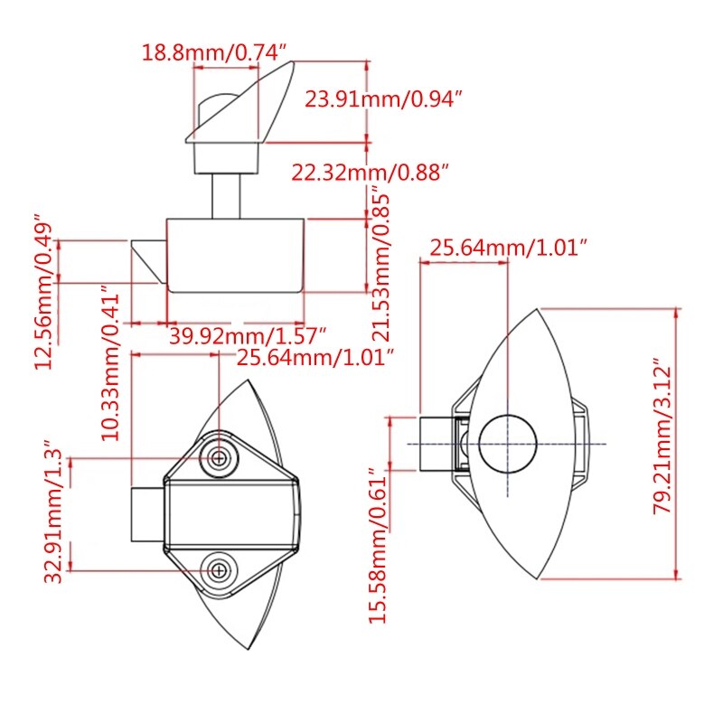 Diameter 20mm Camper Car Half-moon Push Lock RV Caravan Drawer Latch Button Lock