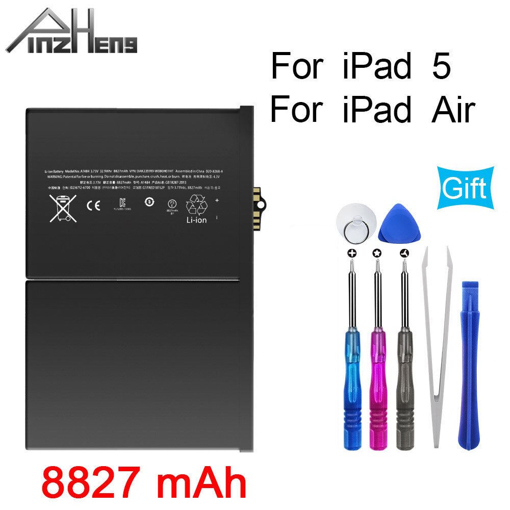 Pinzheng Tablet Batterij Voor Apple Ipad 5 Air IPad5 A1474 A1475 8827Mah Vervanging Tablet Batterij Voor Ipad 5 A1484 met Gereedschap