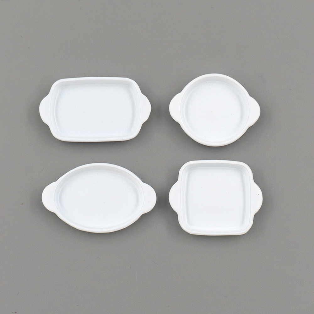 4Pcs 1/12 Dollhouse Miniature Accessories Mini Alloy Dish Model Simulation Plate Toys for Doll House Decoration