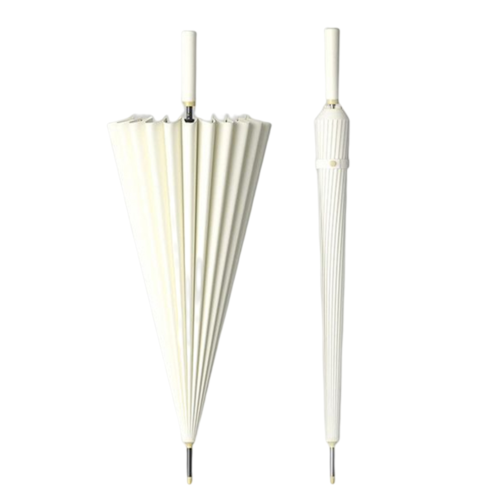 Automatic 24 Bone Umbrellas Solid-Color Reinforcement Windproof Parasols All-Weather Umbrellas For Rainy Day: Light Grey