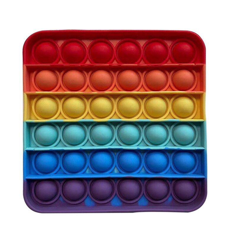 Rainbow Push Bubble Pops Fidget Sensory Toys for Autisim Anti-stress Game Stress Relief Squishy Pops It Fidget Toys E-J-K-L-M-JJ: E