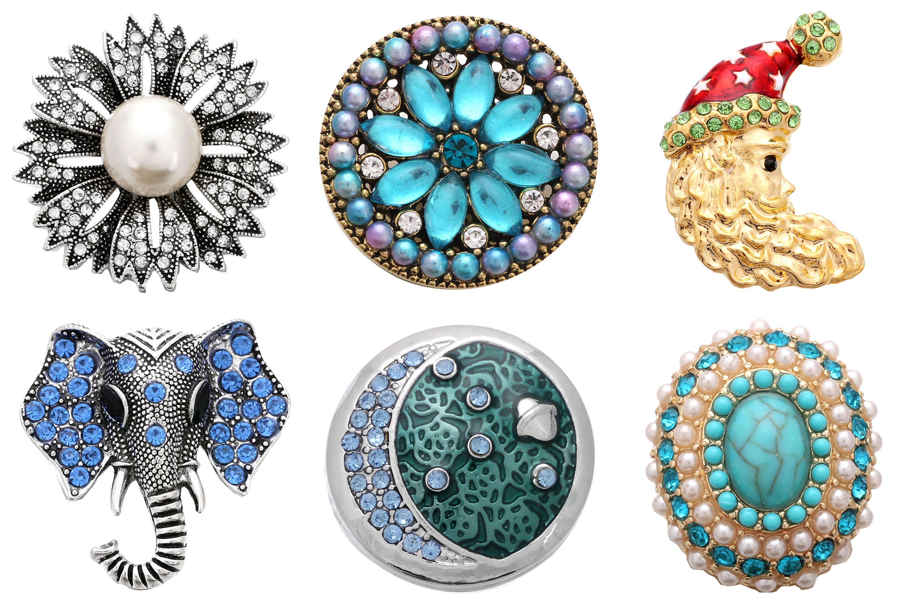 6 pièces/lot gros bouton pression bijoux mixte métal 18mm bouton pression strass pour 20mm 18mm bouton pression Bracelet bijoux: 13