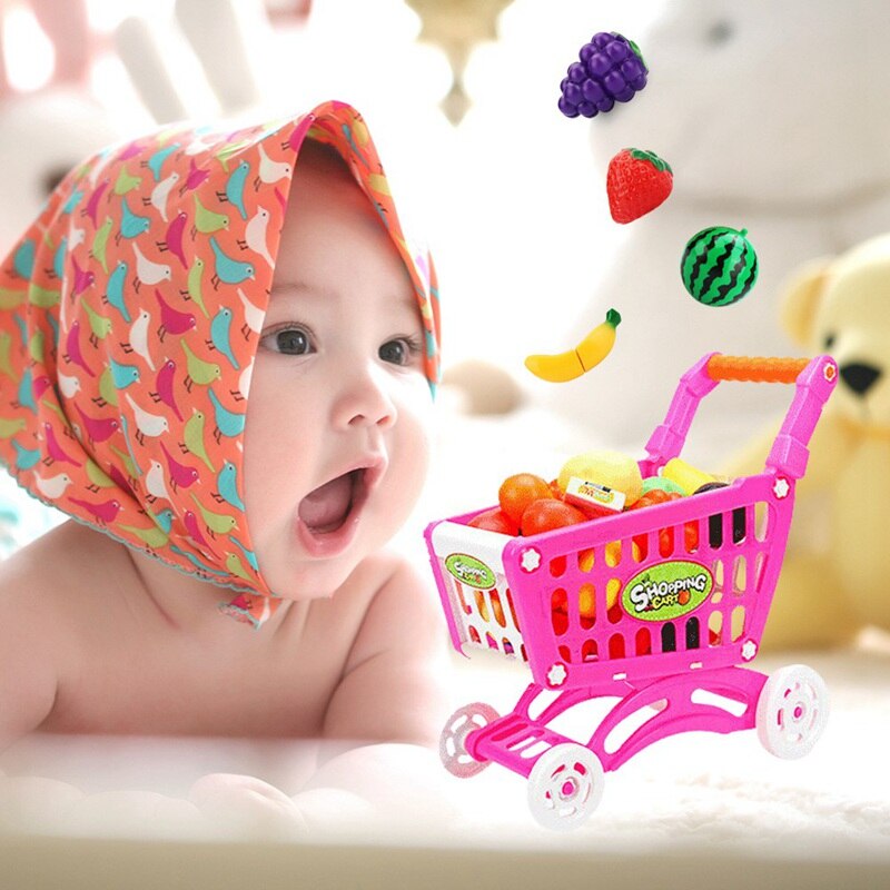 1 Set Kids Supermarkt Winkelen Boodschappen Kar Speelgoed Voor Meisjes Keuken Speelhuis Simulatie Vruchten Pretend Baby Speelgoed