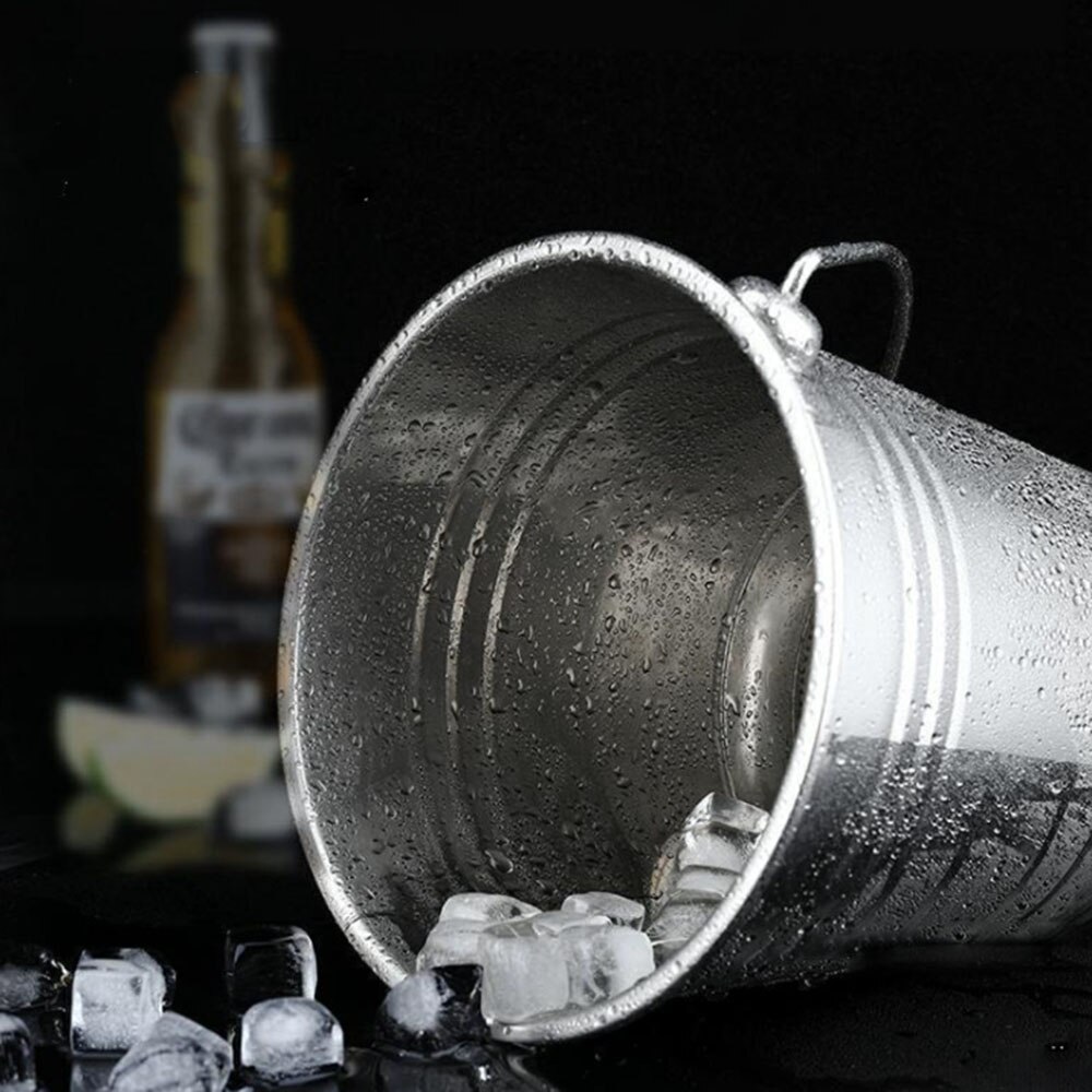 Stainless Steel Ice Bucket Portable Ice Chiller Cooler with Handle Ice Cube Container for Wine Champagne Beer Party Bar Tool