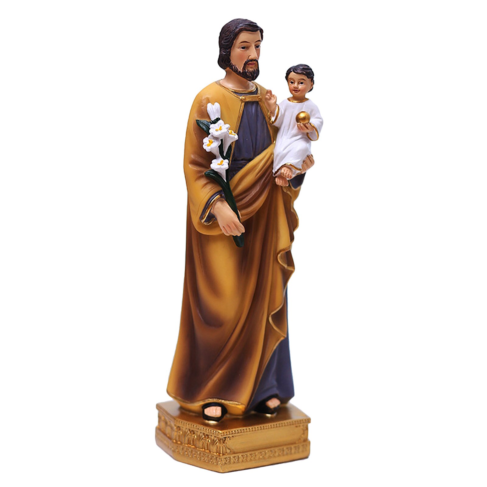 St. Joseph Statue 20cm H Garden Collection Resin and Stone Decorative Religious Home Indoor and Outdoor Decor Durable