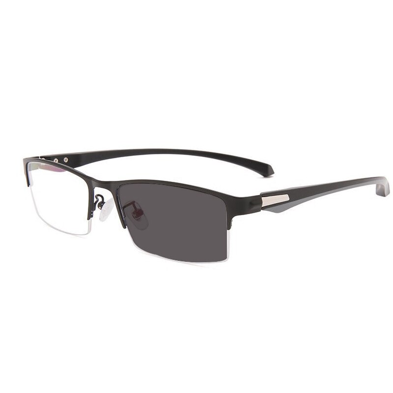 smart photochromic Multifocal Reading Glasses Men Women Progressive Bifocal Anti Blue Ray Metal Half Frame Presbyopic Eyewears 1: +400 / C1