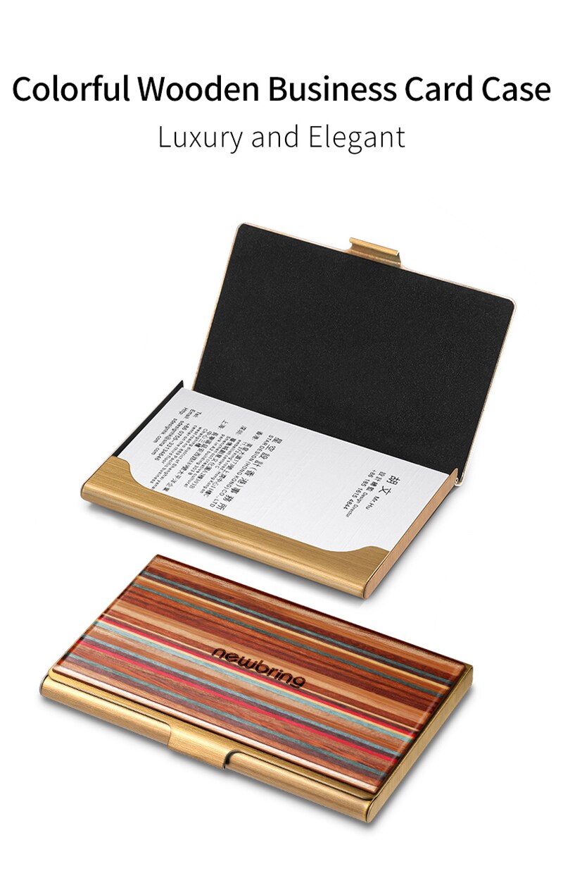 Bring Business Card Case Wood and Metal Material Bank Credit Card Holder for Men Cards Organizer Male Multifunction Card Bag