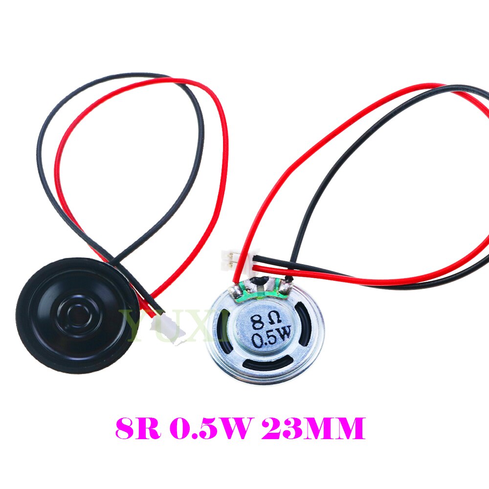 YUXI 1 stücke Ultra-dünne Lautsprecher 8 Ohm 8R 0,5 W Lautsprecher Durchmesser 20mm 23mm 28mm 30mm 36mm 40mm 50mm 57mm Mit P 2,0 Terminal Draht: Rot