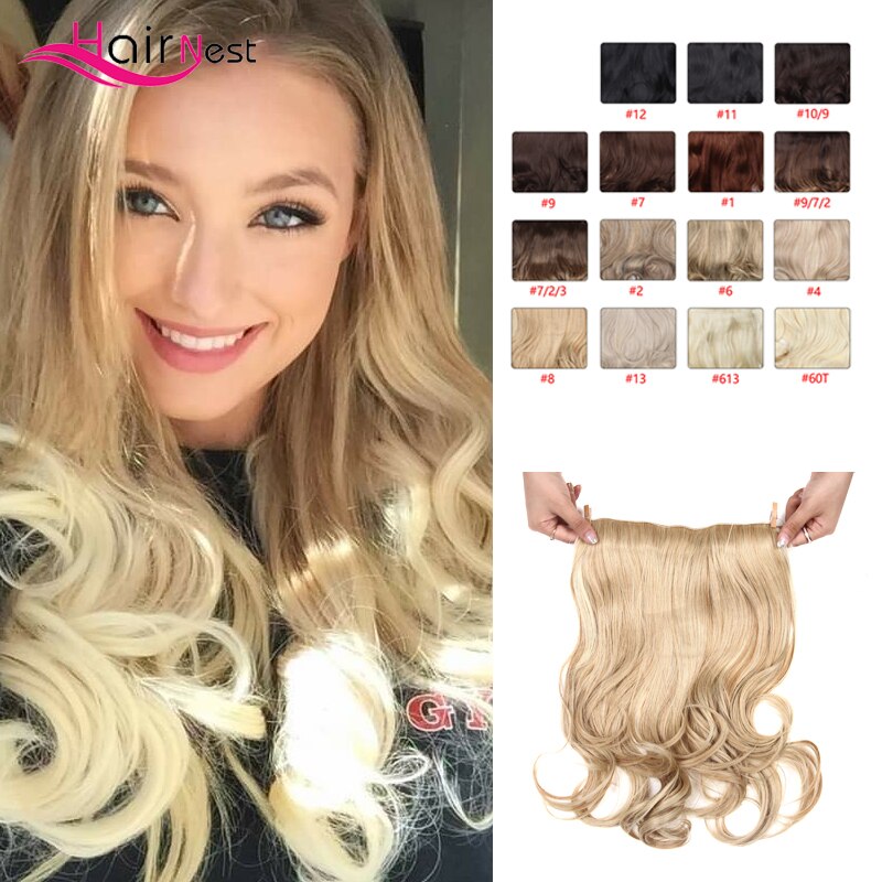 Hair Nest Hair Extension Clip Secret Fish Line Hairpiece Body Wavy Hair Synthetic Hair For Women Curly Hair18Inch Length